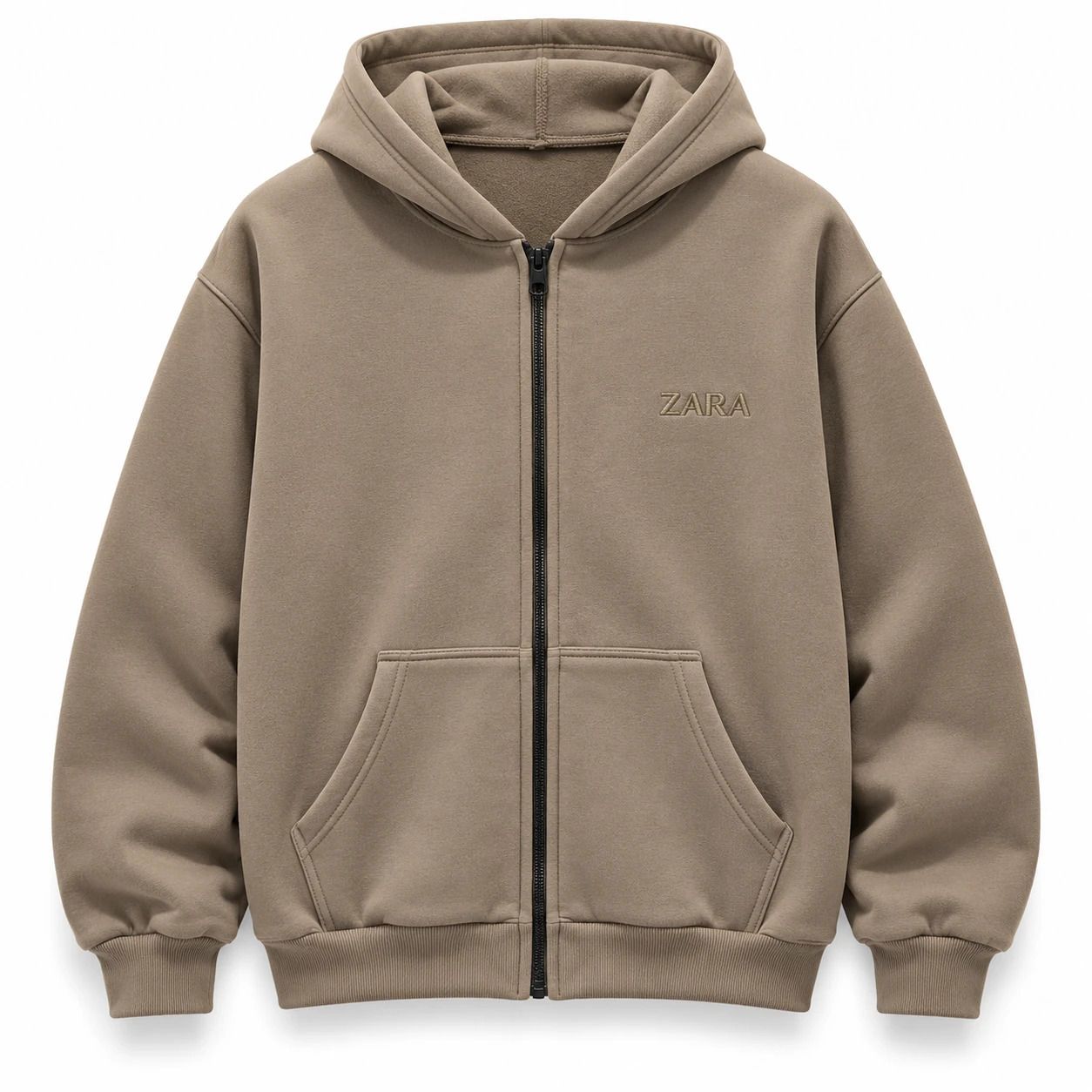 سوئیشرت کلاهدار مردانه مدل ZARA-خاکی