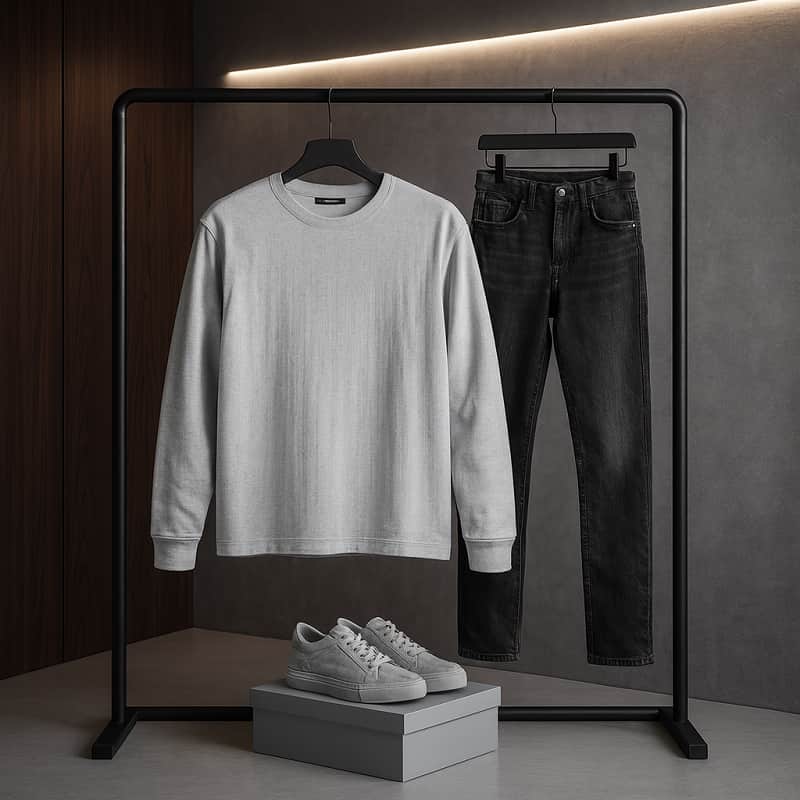 بلوز مردانه طوسی روشن یقه کوبایی مدل Etron