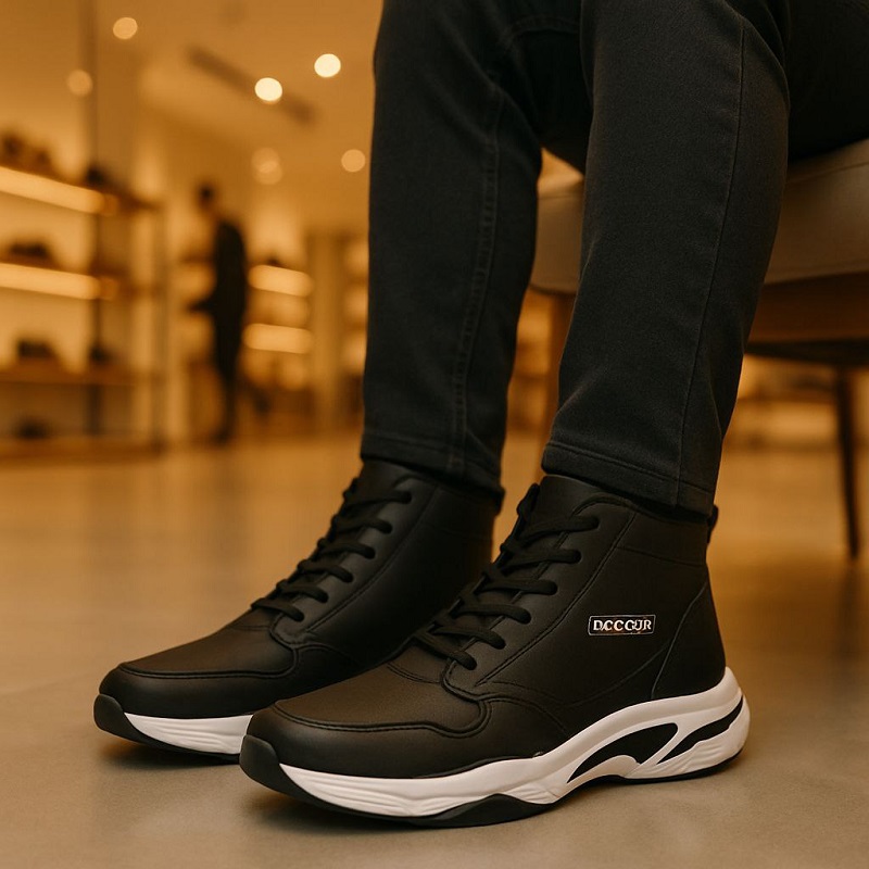 کفش ساقدار مردانه مشکی مدل EMTO